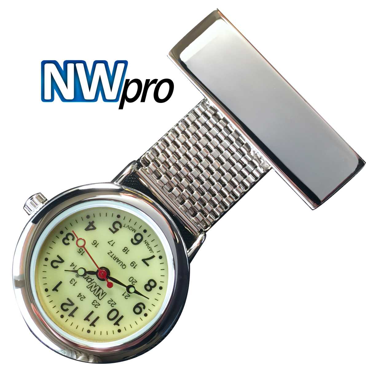 Nurses Pinned Watch - NW•PRO Wide Braided - Silver Luminous